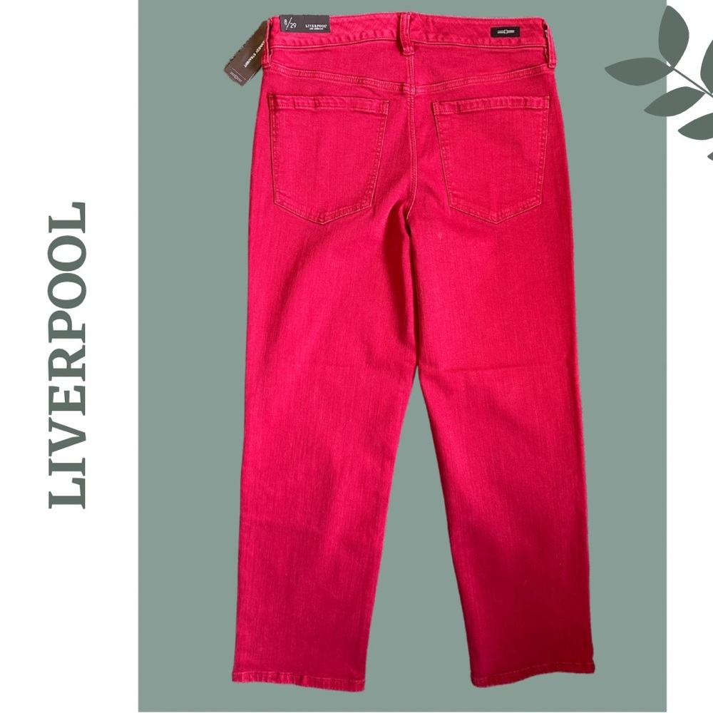 Liverpool Women's Kennedy Straight Cropped Garnet Jeans Size 14 - Picture 4 of 8